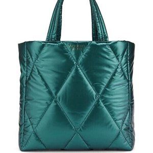 VICTORIA'S SECRET Dark Green Quilted Puffer Tote Bag NWT Large VS Winter 2022